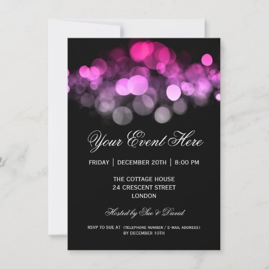 Elegant Party Invitation roze Black Kaart (Voorkant)