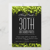 Elegant Party Invitation Sparging Lights Green Kaart (Voorkant)