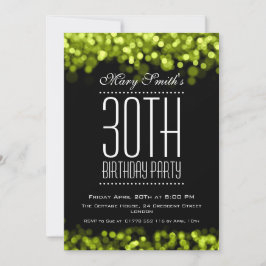 Elegant Party Invitation Sparging Lights Green Kaart