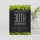Elegant Party Invitation Sparging Lights Green Kaart (Staand voorkant)