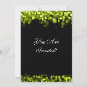 Elegant Party Invitation Sparging Lights Green Kaart (Achterkant)