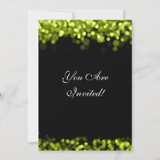 Elegant Party Invitation Sparging Lights Green Kaart (Achterkant)
