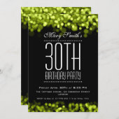 Elegant Party Invitation Sparging Lights Green Kaart (Voorkant / Achterkant)