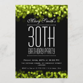 Elegant Party Invitation Sparging Lights Green Kaart