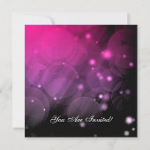 Elegant Party Invitation Sparkles Pink Black Kaart (Achterkant)