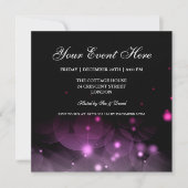 Elegant Party Invitation Sparkles Pink Black Kaart (Voorkant)