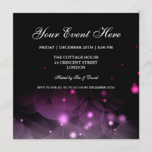 Elegant Party Invitation Sparkles Pink Black Kaart