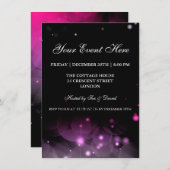 Elegant Party Invitation Sparkles Pink Black Kaart (Voorkant / Achterkant)