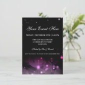 Elegant Party Invitation Sparkles Pink Black Kaart (Staand voorkant)