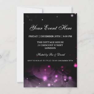 Elegant Party Invitation Sparkles Pink Black Kaart