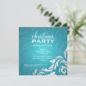 Elegant Party Invitation Swirly Flourish Blue Kaart (Staand voorkant)