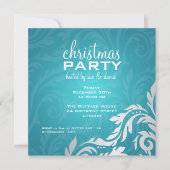 Elegant Party Invitation Swirly Flourish Blue Kaart (Voorkant)