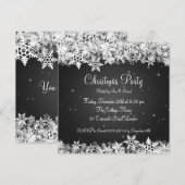 Elegant Party Invitation Winter Snowflakes Black Kaart (Voorkant / Achterkant)