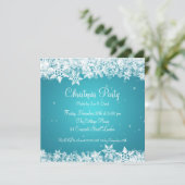 Elegant Party Invitation Winter Snowflakes Blue Kaart (Staand voorkant)