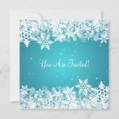 Elegant Party Invitation Winter Snowflakes Blue Kaart (Achterkant)