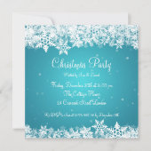 Elegant Party Invitation Winter Snowflakes Blue Kaart (Voorkant)