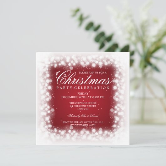 Elegant Party Magic Sparkle Red Kaart (Staand voorkant)