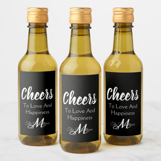 Elegant Party Monogram Cheers Favor Mini Fles Wijn Etiket (Flessen)