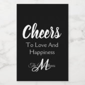 Elegant Party Monogram Cheers Favor Mini Fles Wijn Etiket (Enkel label)