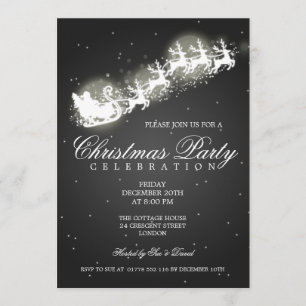 Elegant Party Santa Sparkle Black Kaart