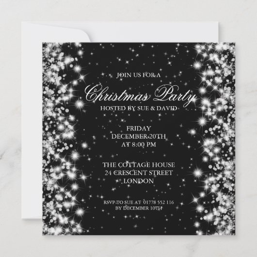 Elegant Party Sparkle Black Kaart (Voorkant)