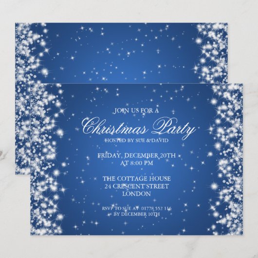 Elegant Party Sparkle Blue Kaart (Voorkant / Achterkant)