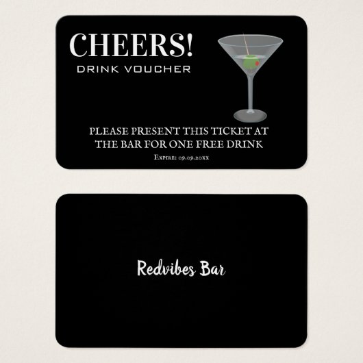 Elegant Party Wedding Reception Free Drink Voucher Visitekaartje (Voorkant /achterkant)