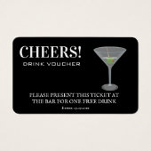 Elegant Party Wedding Reception Free Drink Voucher Visitekaartje (Voorkant)