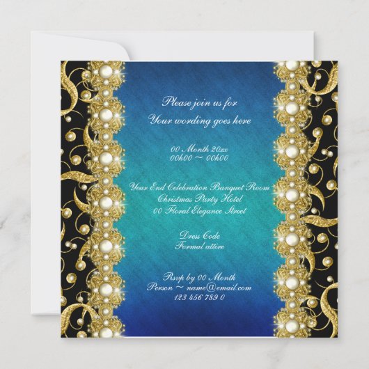 Elegant party "year end" functie kaart (Achterkant)