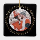 Elegant Pas getrouwd Foto gehuwd en Merry Keramisch Ornament (Achterkant)