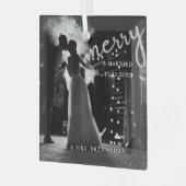 Elegant Pas getrouwd Foto Merry and Married Glas Ornament (Voorkant links)