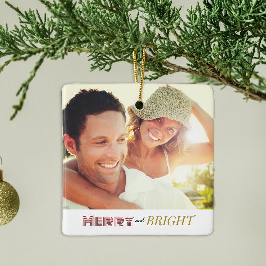 Elegant Pas getrouwd Merry en Bright modern Stijlv Keramisch Ornament