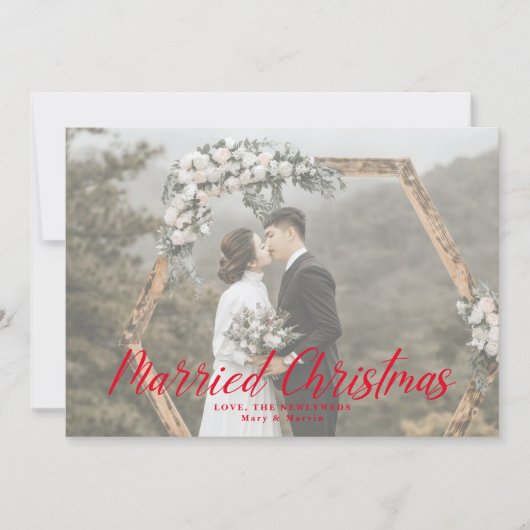 Elegant Pas getrouwd met Kerstmis Foto Holiday C Feestdagenkaart (Voorkant)