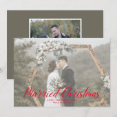 Elegant Pas getrouwd met Kerstmis Foto Holiday C Feestdagenkaart (Voorkant / Achterkant)
