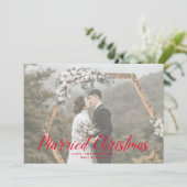 Elegant Pas getrouwd met Kerstmis Foto Holiday C Feestdagenkaart (Staand voorkant)