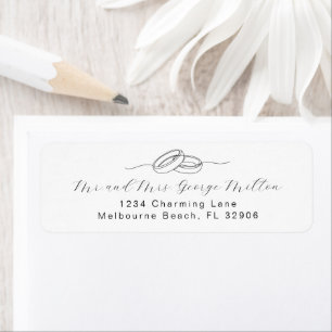Elegant Pas getrouwd retour adreslabel met ringen Etiket