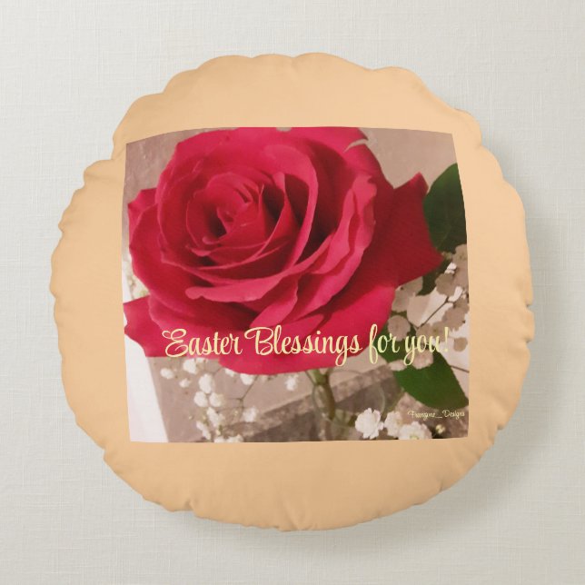 Elegant, Pasen Bloemen Ronde Kussen (Voorkant)