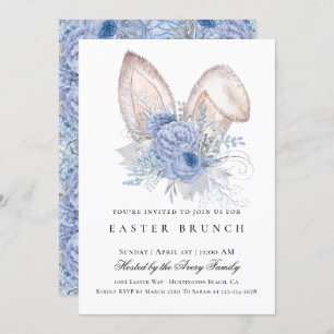 Elegant Pasen Brunch Floral Blue Kaart