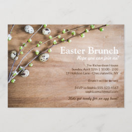 Elegant Pasen Brunch Rustic Spring Blossom Eggs Kaart