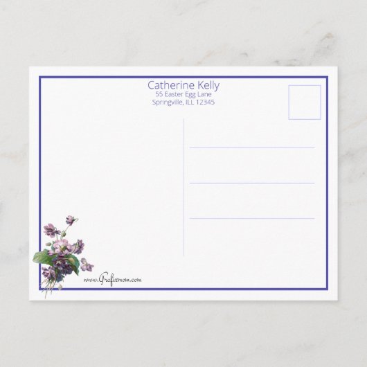 Elegant Pasen Paars vergeet-me-Nots Briefkaart (Achterkant)