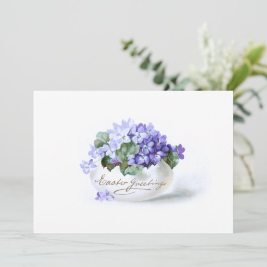 Elegant  Pasen Paars vergeet-me-Nots Feestdagenkaart (Staand voorkant)