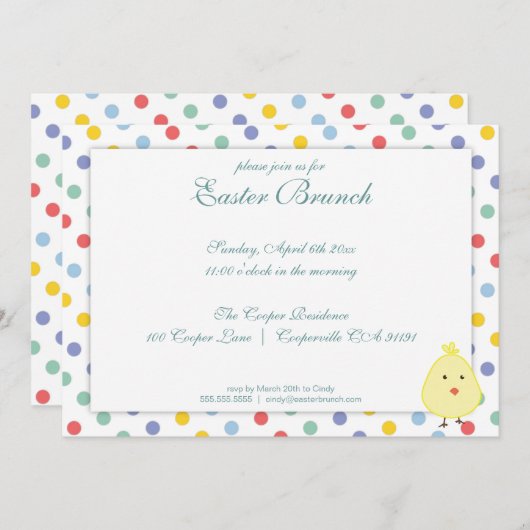 Elegant Pasen Polka Dot Brunch Uitnodiging (Voorkant / Achterkant)