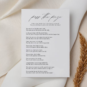 Elegant Pass the Prize Vrijgezellenfeest Game Kaar Kaart