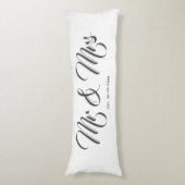 Elegant Passen getrouwd Mr en Mrs White Grey Scrip Lichaamskussen (Voorkant Verticaal)