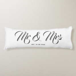 Elegant Passen getrouwd Mr en Mrs White Grey Scrip Lichaamskussen