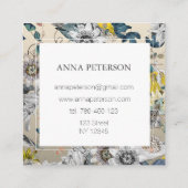 Elegant Passion Flowers op Silver Grey Vierkante Visitekaartje (Achterkant)
