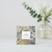 Elegant Passion Flowers op Silver Grey Vierkante Visitekaartje (Staand voorkant)