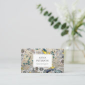 Elegant Passion Flowers op Silver Grey Visitekaartje (Staand voorkant)