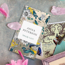 Elegant Passion Flowers Silver Gray Square Beauty Visitekaartje