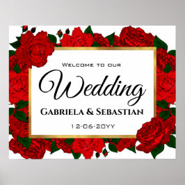 Elegant Passion Red Roses Welcome Weddenschap Poster